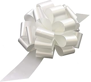 Large White Ribbon Pull Bows - 9" Wide, Set of 6, Wedding Decor, Reception, Anniversary, 4th of July, Bows for Gifts, Christmas, President's Day, Memorial Day