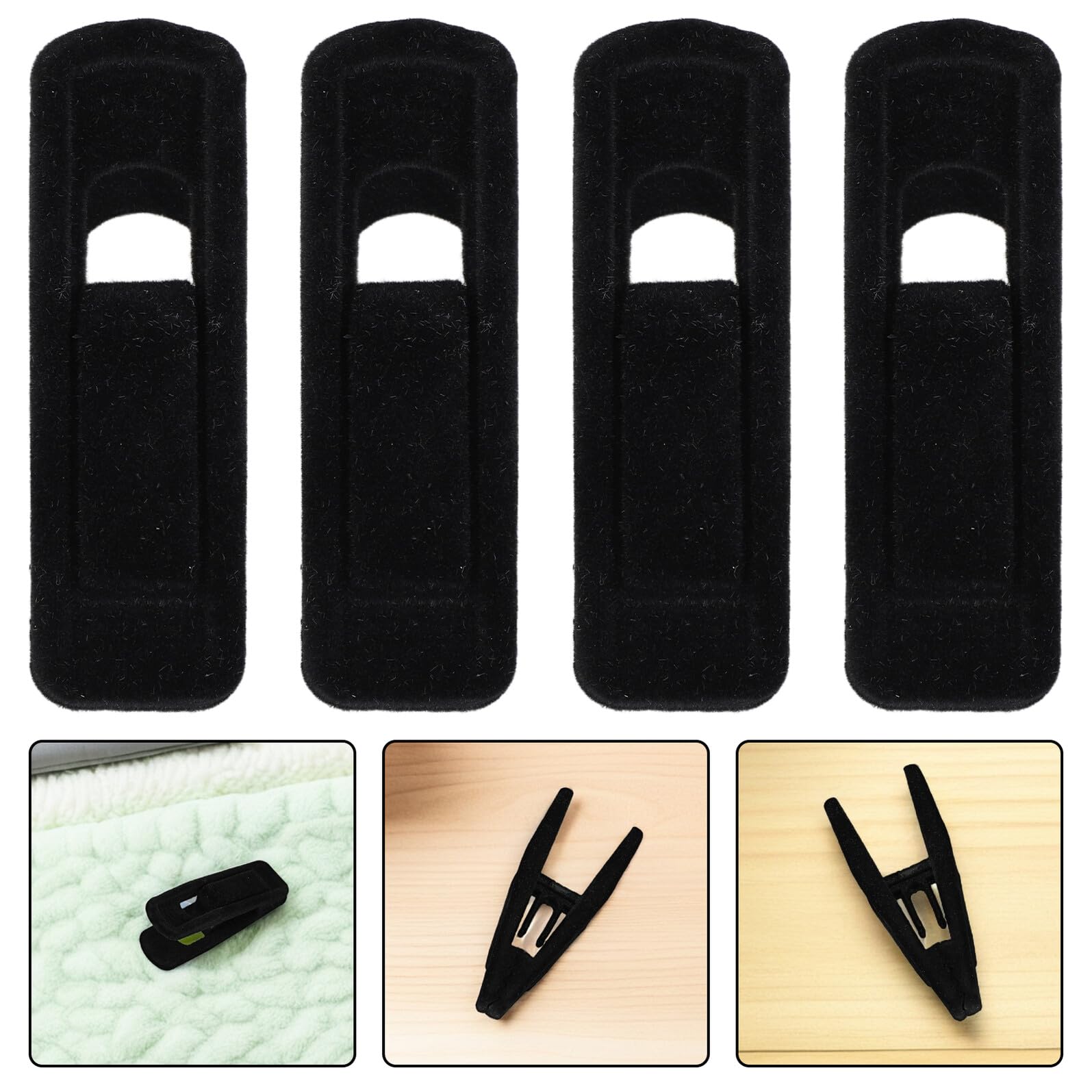 Pinzas de Plástico Antideslizantes para Ropa Revestimiento de Terciopelo Negro, Pack de 50 Unidades, Resistentes al Viento para Colgado en Balcón y Lavandería, Ideales
