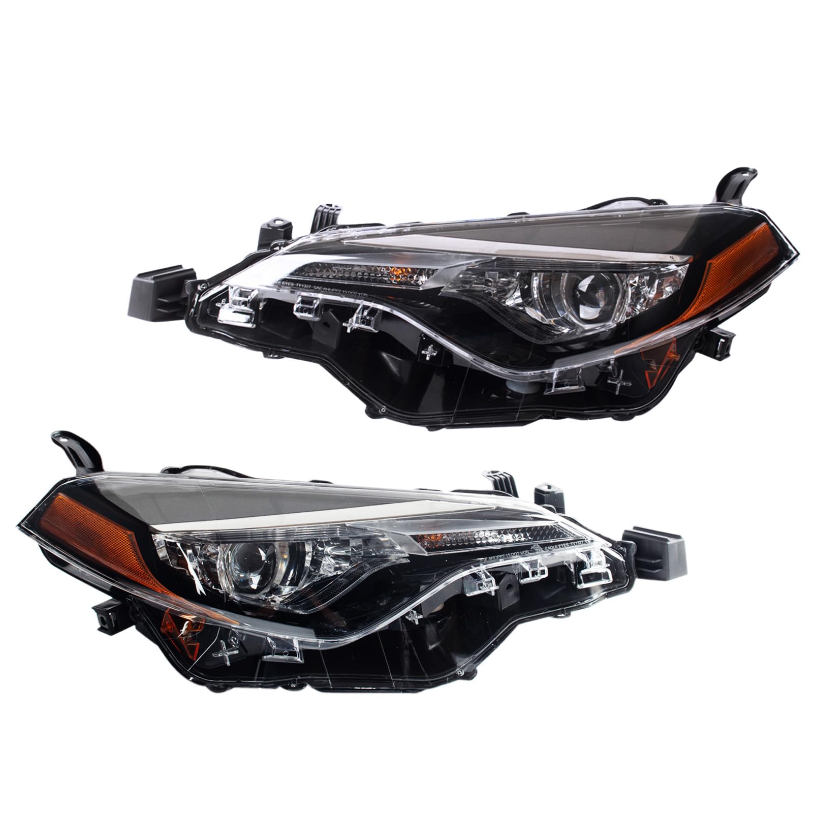 TRQ Headlight Assembly Set Headlights Driver & Passenger Side Compatible with 2017-2019 Toyota Corolla TO2502249 TO2503249