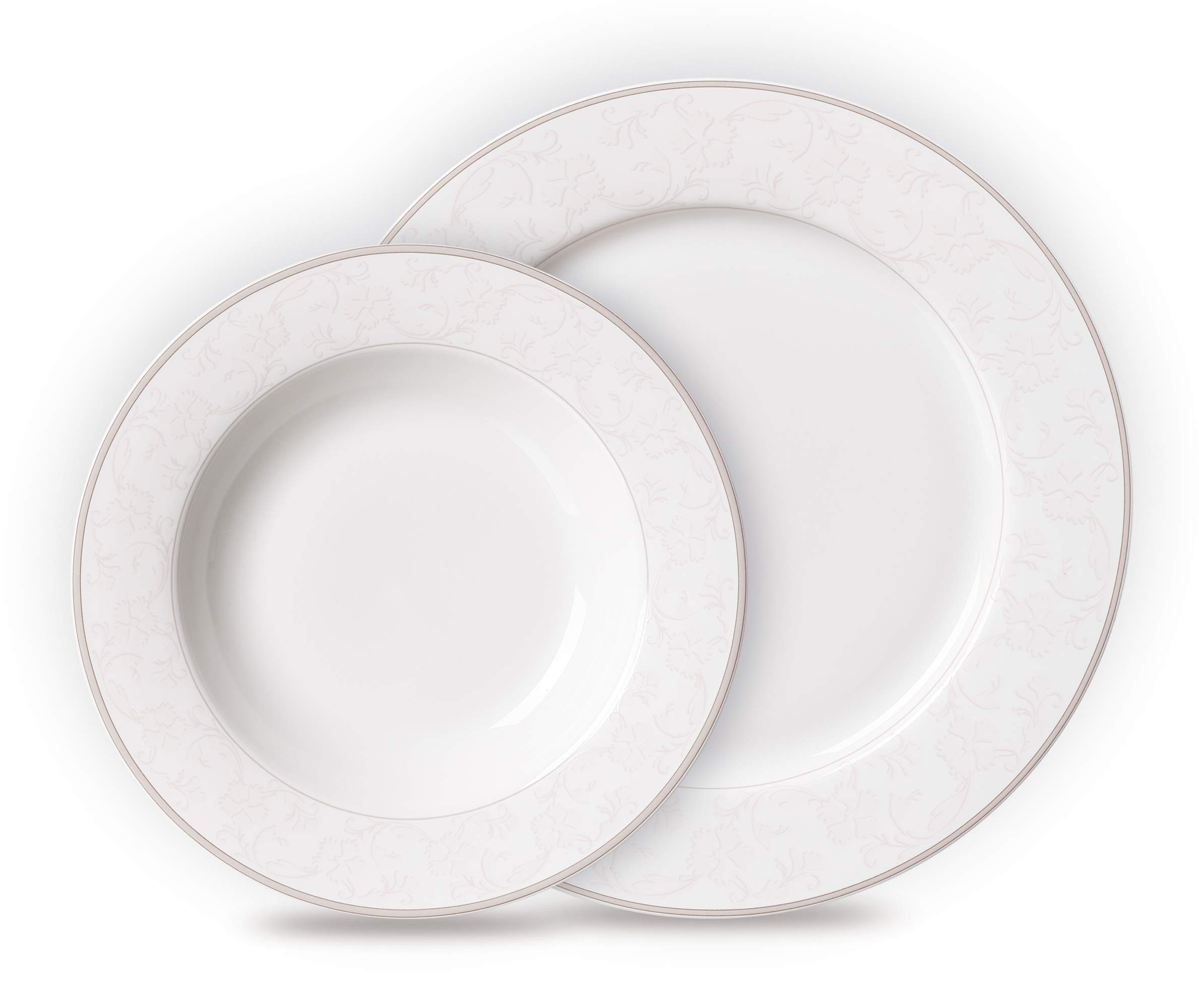 Ritzenhoff & Breker Tafelservice Isabella, 12-teilig, Fine-China-Porzellangeschirr, Weiß mit Ornamenten, 31 x 28 x 33 cm