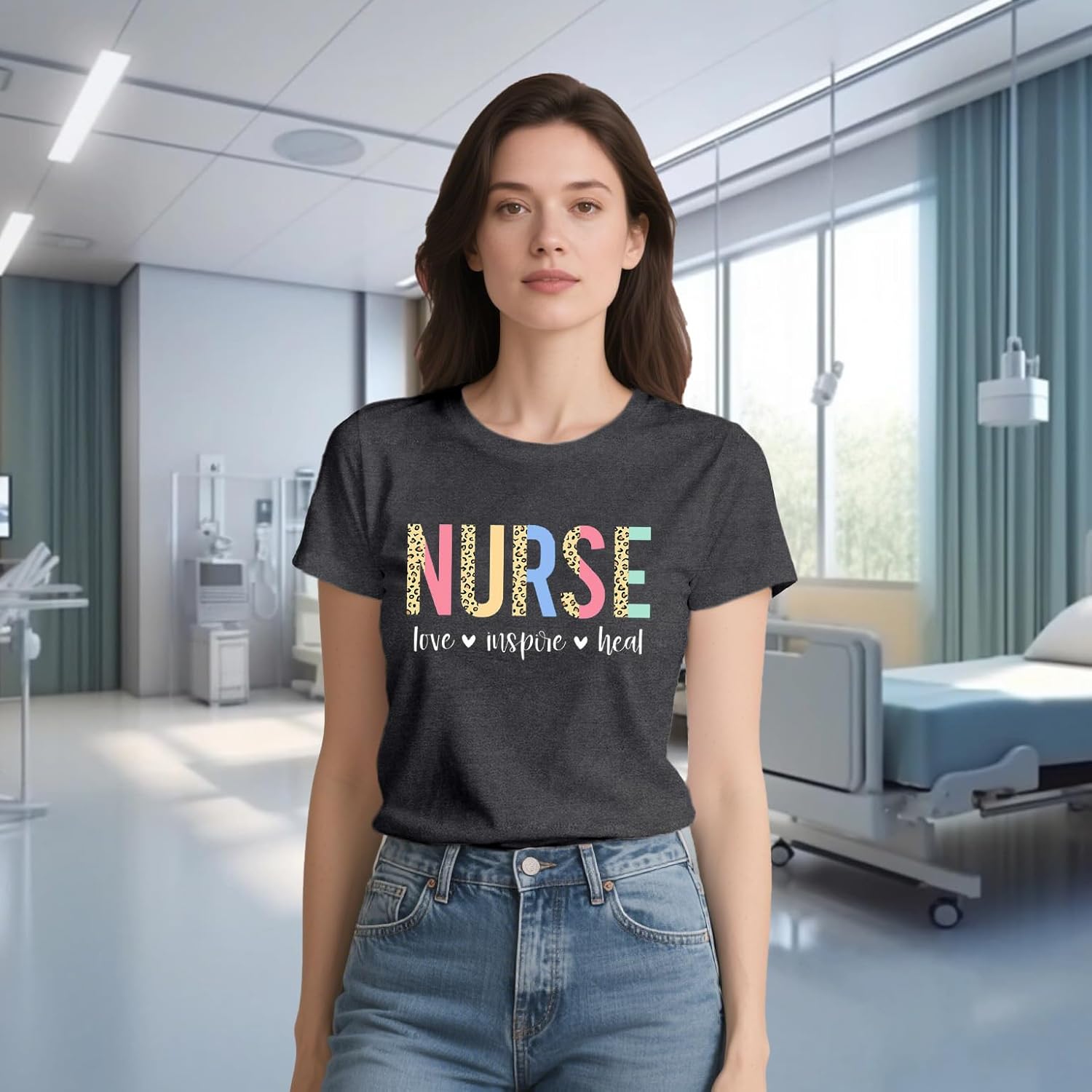 LBP Womens Nurse Shirt Nurse Leopard Print Tshirt Love Inspired Healing Top - Image 3