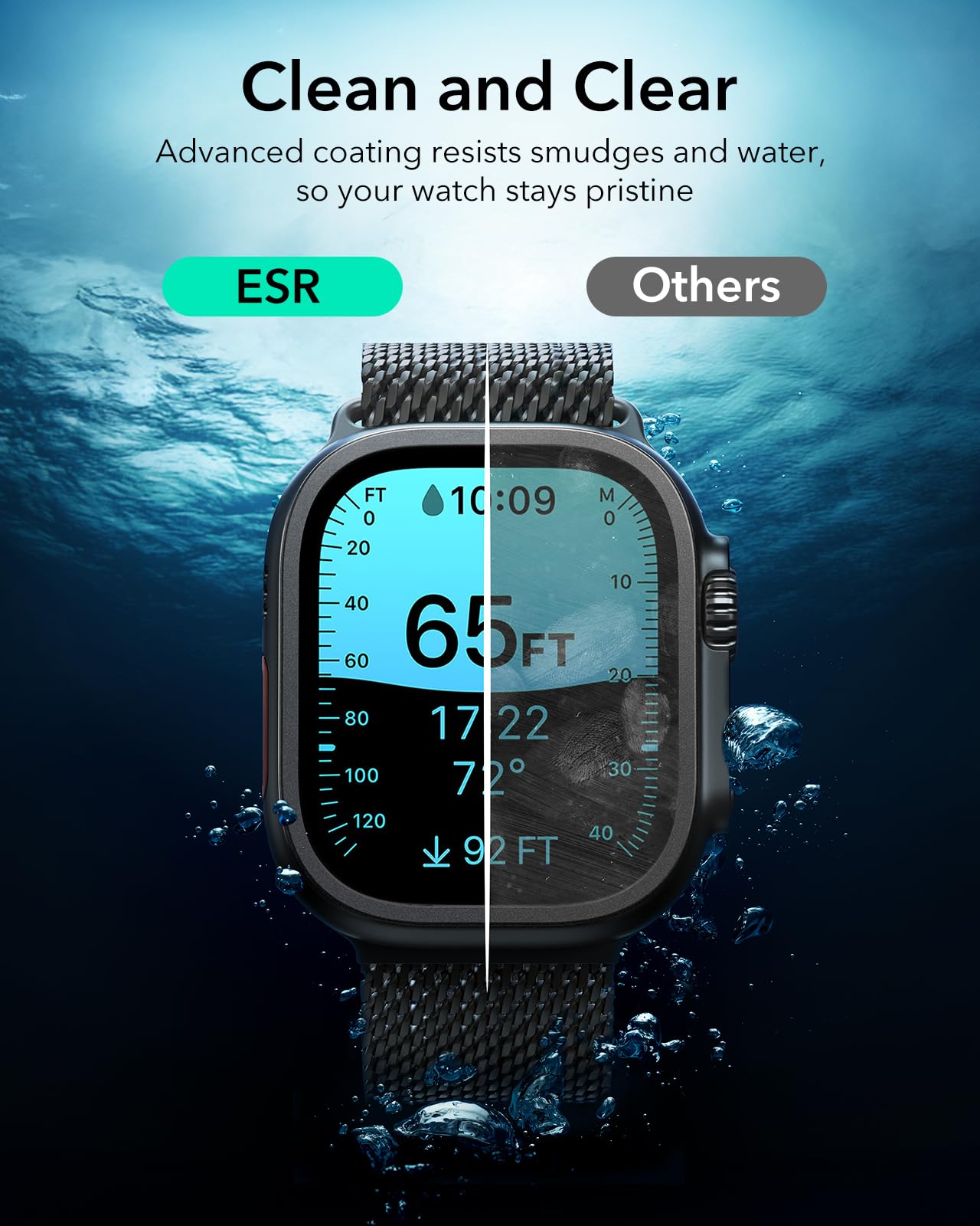 ESR 2er-Set Armorite Panzerglas für Apple Watch Ultra 3/2/1 (2025/2024/2023/2022, 49 mm), Militärischer Schutz, Gehärtetes Glas mit Aluminiumlegierungsrahmen, Kratzfest, Schwarz