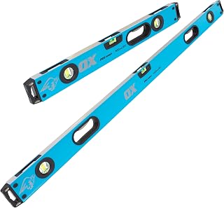 OX 2pc Pro Spirit Level Set - 600 & 1200mm, Unique Dual View Magnified Vials, Fine-Milled Edges, Heavy-Duty Aluminium Profile, Shock-Proof End Caps, Silicone Air Cushioned Handles, OX-P439703-E