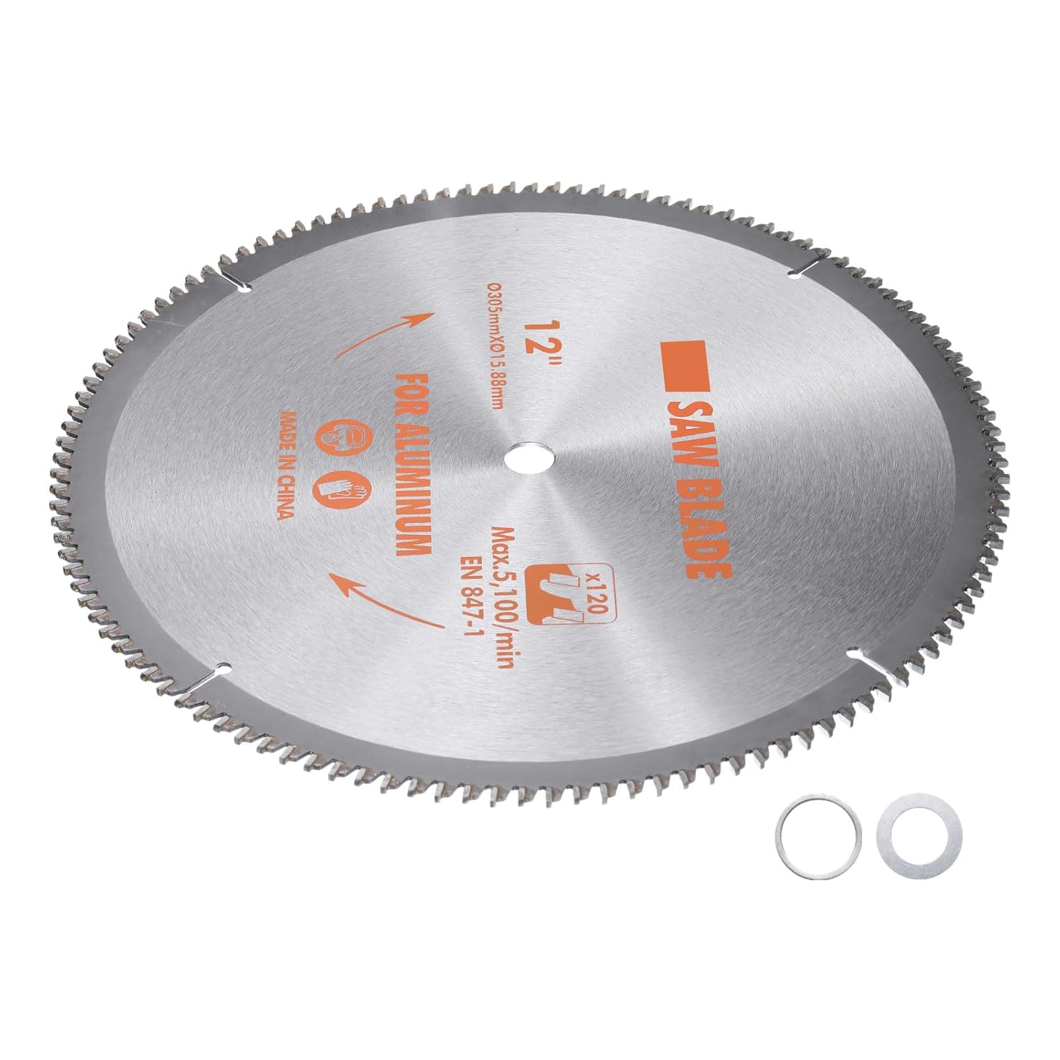 Circular Saw Blade - [12-inch x 120 Teeth x 5/8-inch Arbor] Circular Cutting Blade with 5/8" to 3/8" Washer Adapter for Woodworking Plastic Use, 0.118-inch Kerf