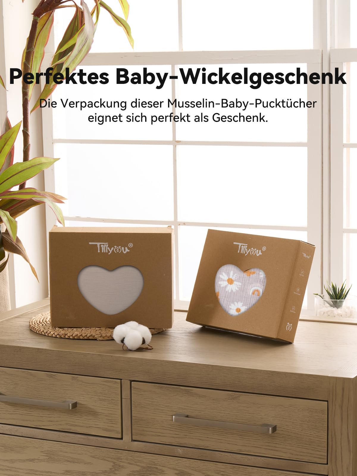 TILLYOU 1er Set Musselin Decke 4-lagig Pucktuch Baby 75x100 cm Musselintücher Baby Tuch 100% Baumwolle Babydecke, Graubraun