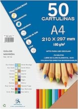 Dohe - Cartulinas A4 Color Marrón para Manualidades e Impresión (50 uds.) - 21x29,7 cm - 180 g/m² - Material de oficina
