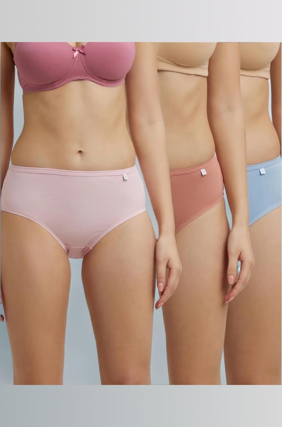 1406 Women's High Coverage Super Combed Cotton Mid Waist Hipster with Concealed Waistband and Stay Fresh Treatment (Pack of 3_Colors & Prints May Vary)