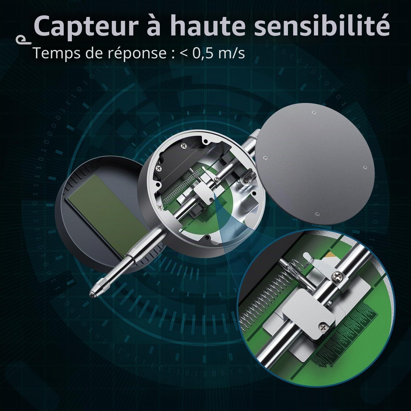 DTI Comparateur de précision Plage 0-25.4mm Résolution 0.01mm, Indicateurs à cadran numérique avec Couvercle arrière Écran LCD Pour réglage de la scie à table, Imprimante 3D