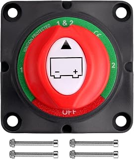 1-2 Batterie Trennschalter 12V 200A, Wasserdichter Batteriehauptschalter 12V, 4-Position, für Auto, Wohnmobil, Boot, LKW, ATV, 12–48V DC