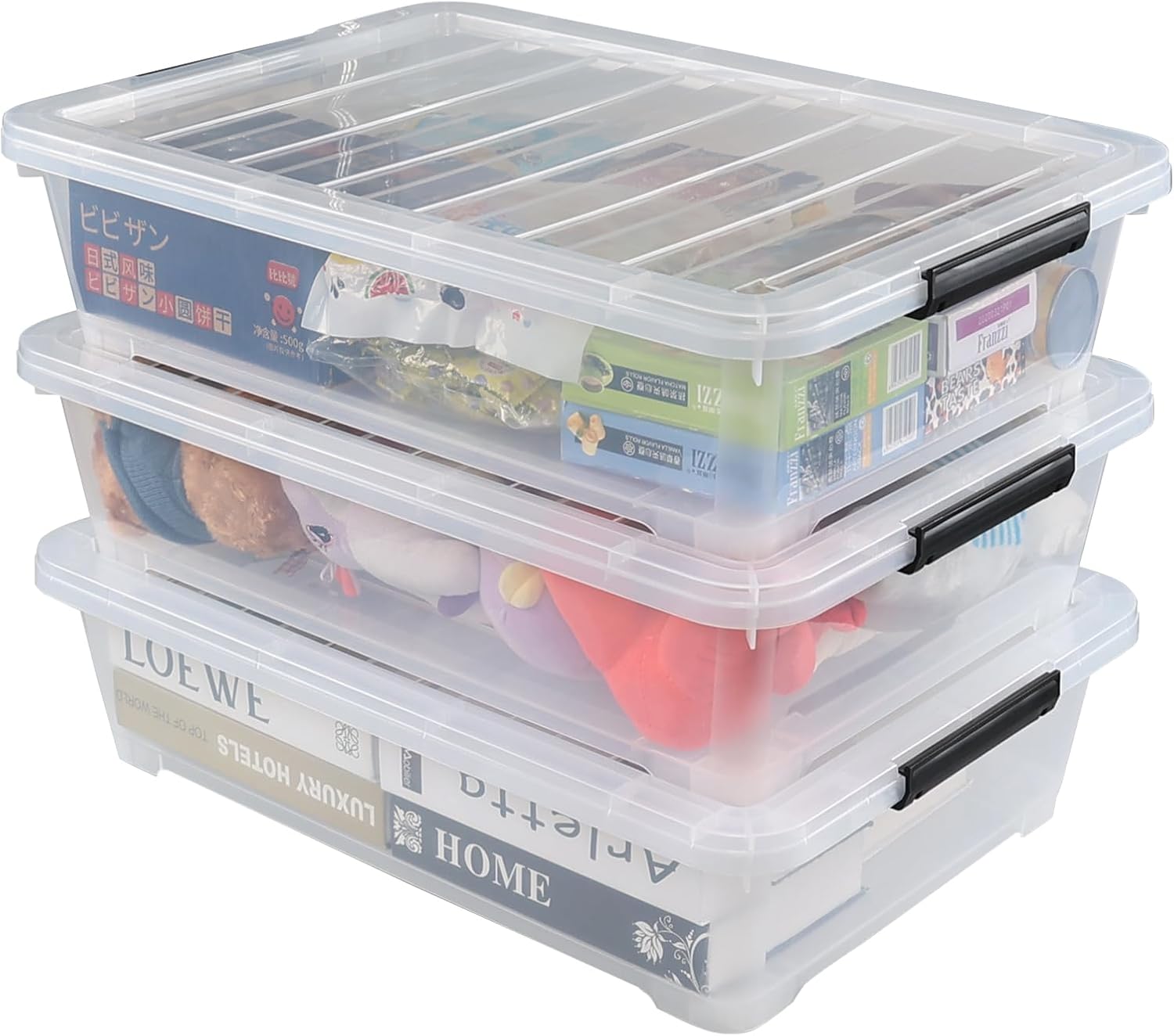 Oymlclivisa 40 Quart Clear Plastic Underbed Storage Bins