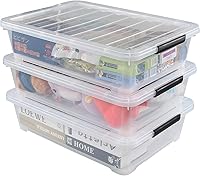 Vista 1 de Contenedores de almacenamiento de plástico transparente de 40 cuartos de galón, cajas de almacenamiento grandes de plástico con ruedas, 3 paquetes