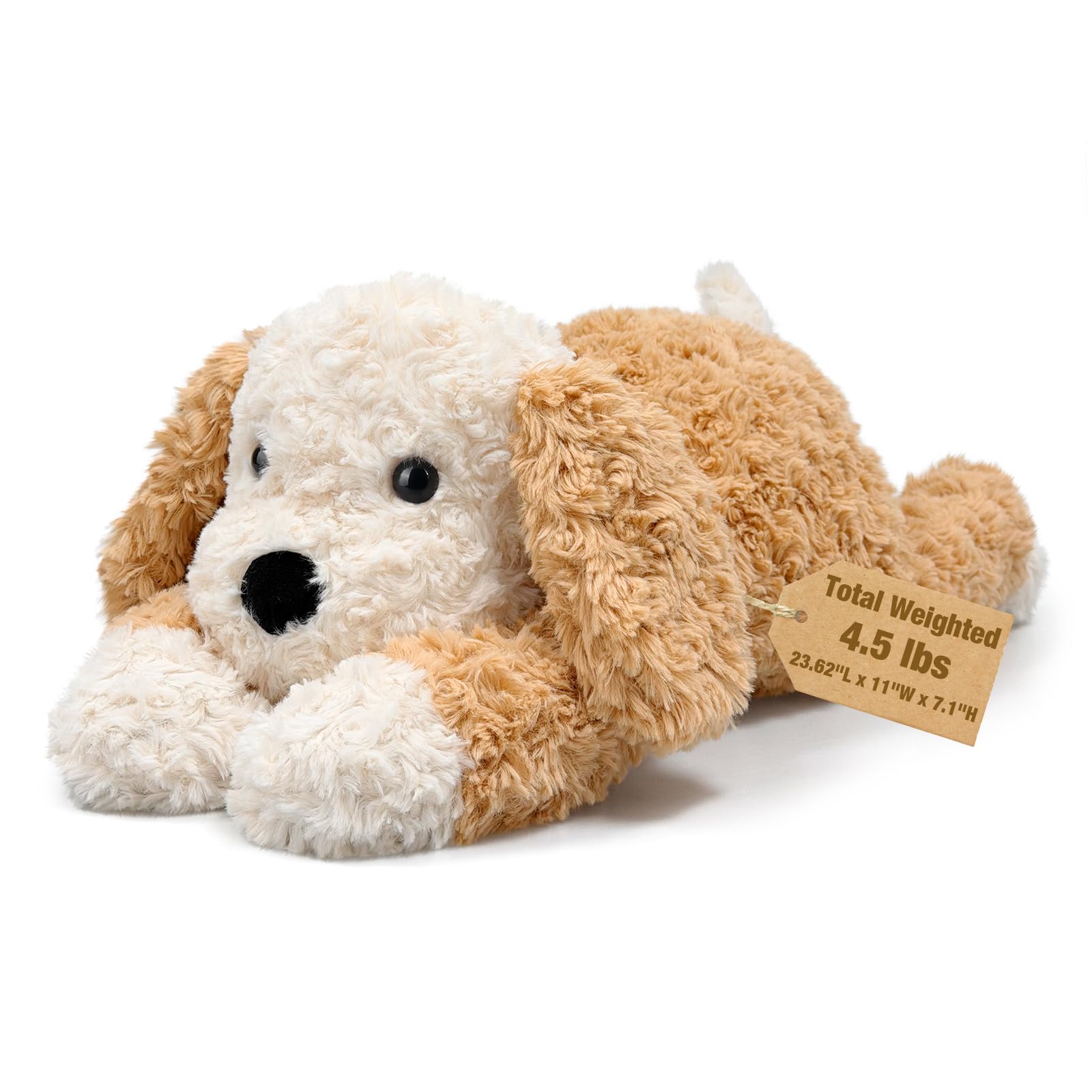 24" & 4.5lbs Weighted Stuffed Animals, Sitting & Laying patchwork dog Stuffed Animal, Cuddly & Soft,Weighted dog Plush Pillow for Adults & Kids, dog Gifts for Christmas & Valentine's Present