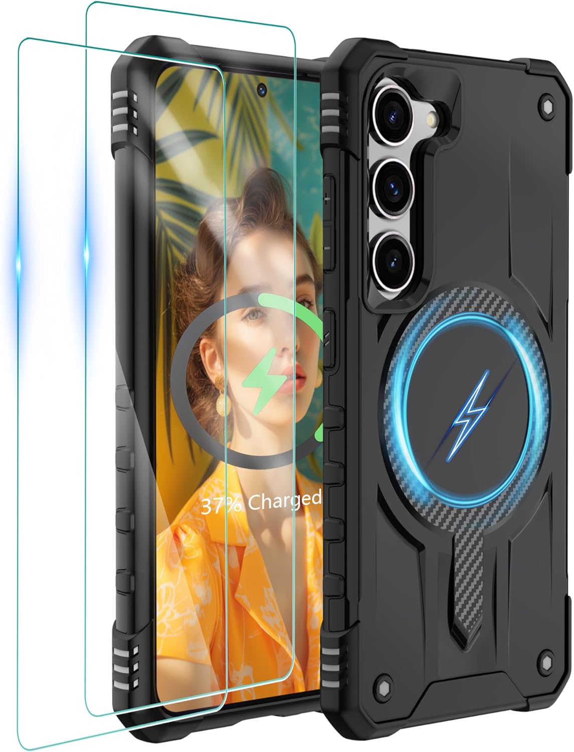 Gritup for Samsung Galaxy-S23-Case with Magsafe, 2×Screen Protector | S23 Magnetic Phone Case Anti-Fingerprint Military Grade Shockproof Protective Cover for Galaxy S23 Black