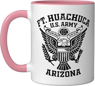 Fort Huachuca US Military Base Arizona AZ Ft Huachuca Gifts Ceramic Mug, Pink/White