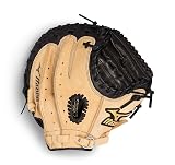 Mizuno Prospect PowerClose Youth Baseball Glove Series I V-Flex Notch I Parashock Palm Pad I Buttersoft Palm Liner Right Hand Throw Black/Tan|Catcher's Mitt 32.5'|Catcher\'s Mitt|Youth