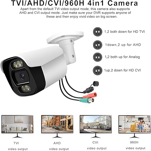 Miniatura 2 de Cámara de seguridad analógica HD 1080P de 2.0MP (híbrido 4 en 1 HD-CVITVIAHD960H CVBS analógico) para interiores y exteriores, 6 LED IR, ICR, lente