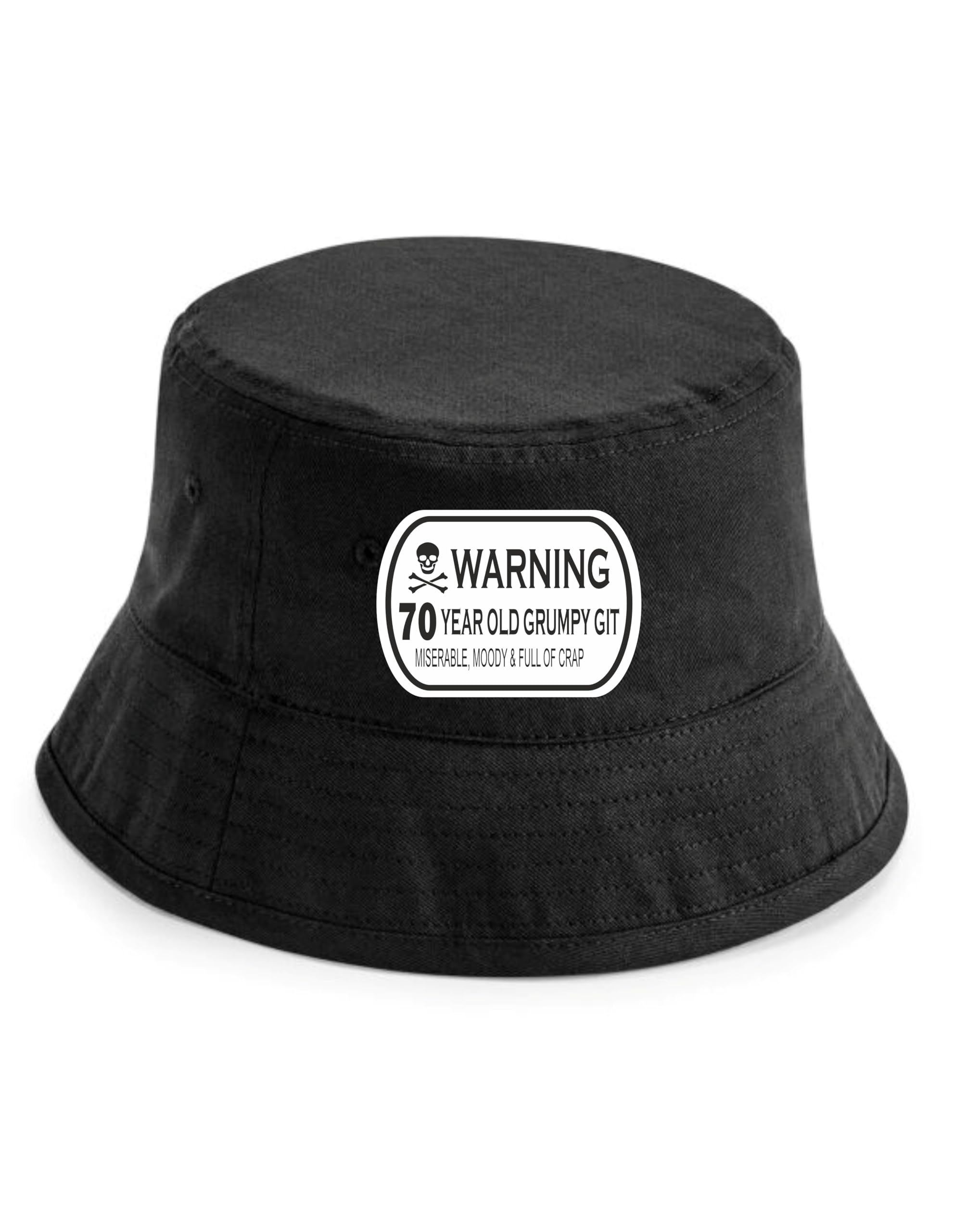 Print4u Unisex Black 70 Year Old Git Bucket Hat 70Th Birthday Gift 70 Year Old Funny Present Lxl