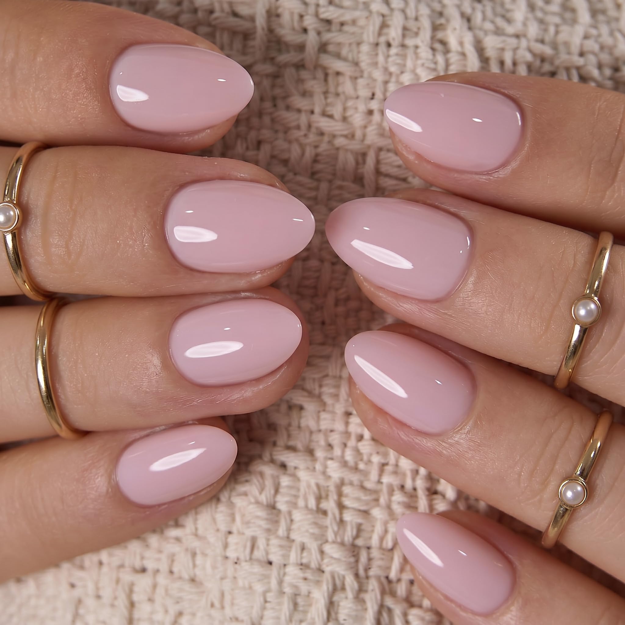 CurvLife Press On Nails - Blush Pink Almond -3