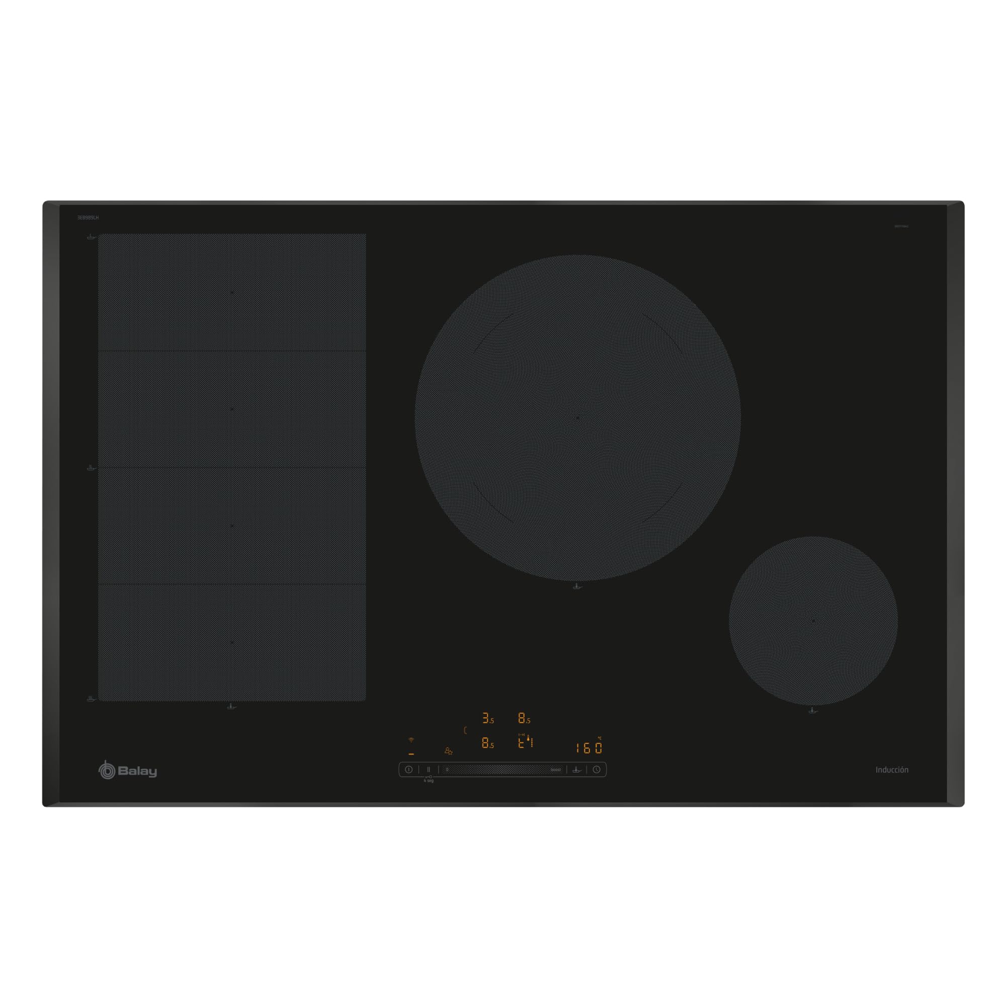 Balay - Placa de Inducción, 80 cm de ancho, 4 zonas l Lanzamiento 2024, 11 Niveles, Zona de 28 cm, Negro, 3EB985LH