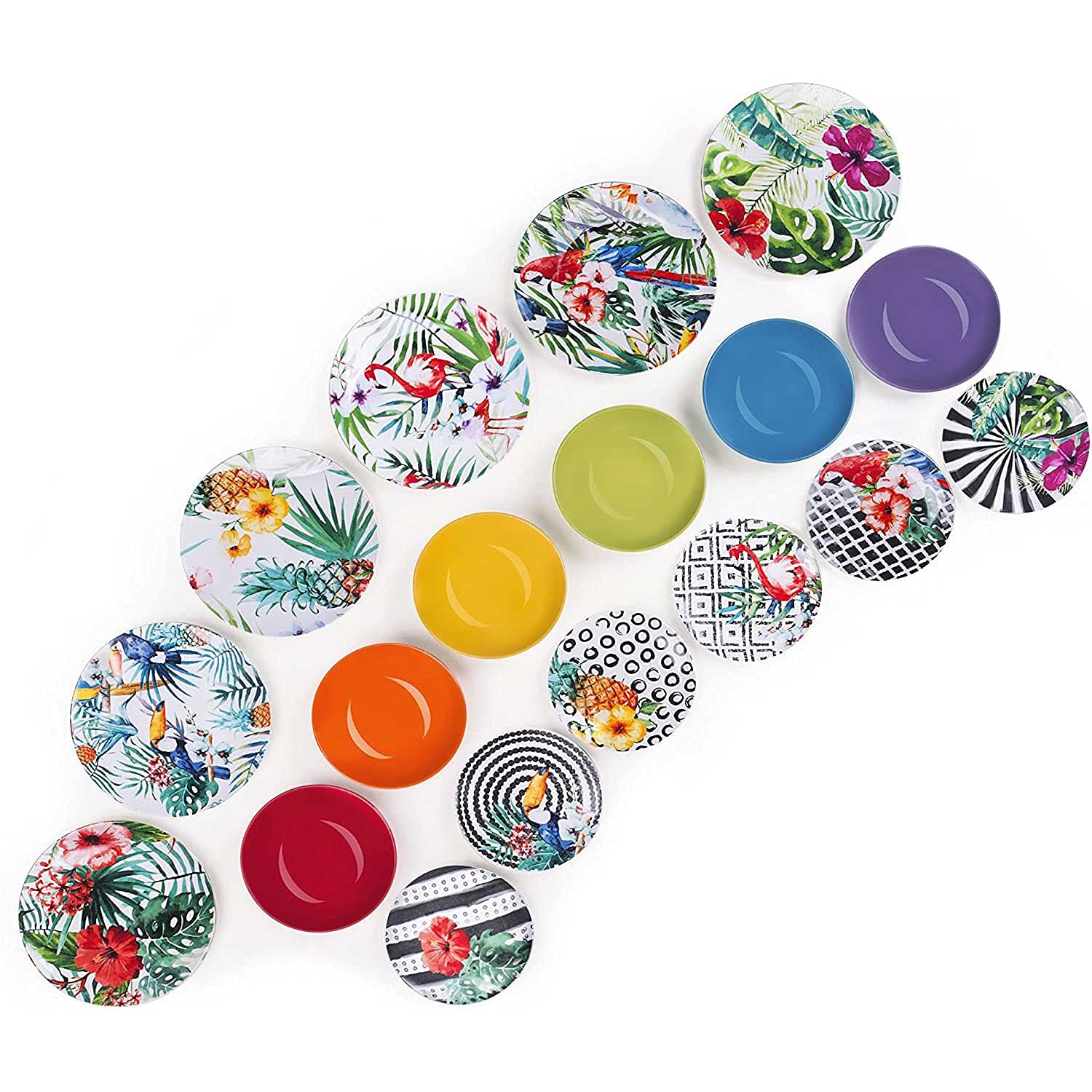 Excelsa Tropical Chic Service Table, Porcelaine, multicolore, 18 unités