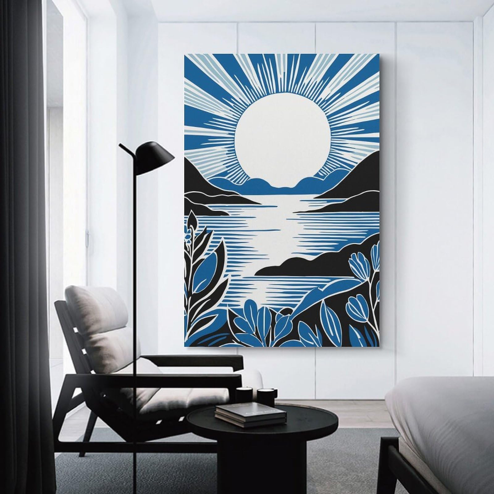 Junmoney Blue Peaceful Sunset Decorative Wall Artwork, 20x30inch(50x75cm), for Corridors, Hallways Or Apartment Entries, Home Artwork for First Impressions