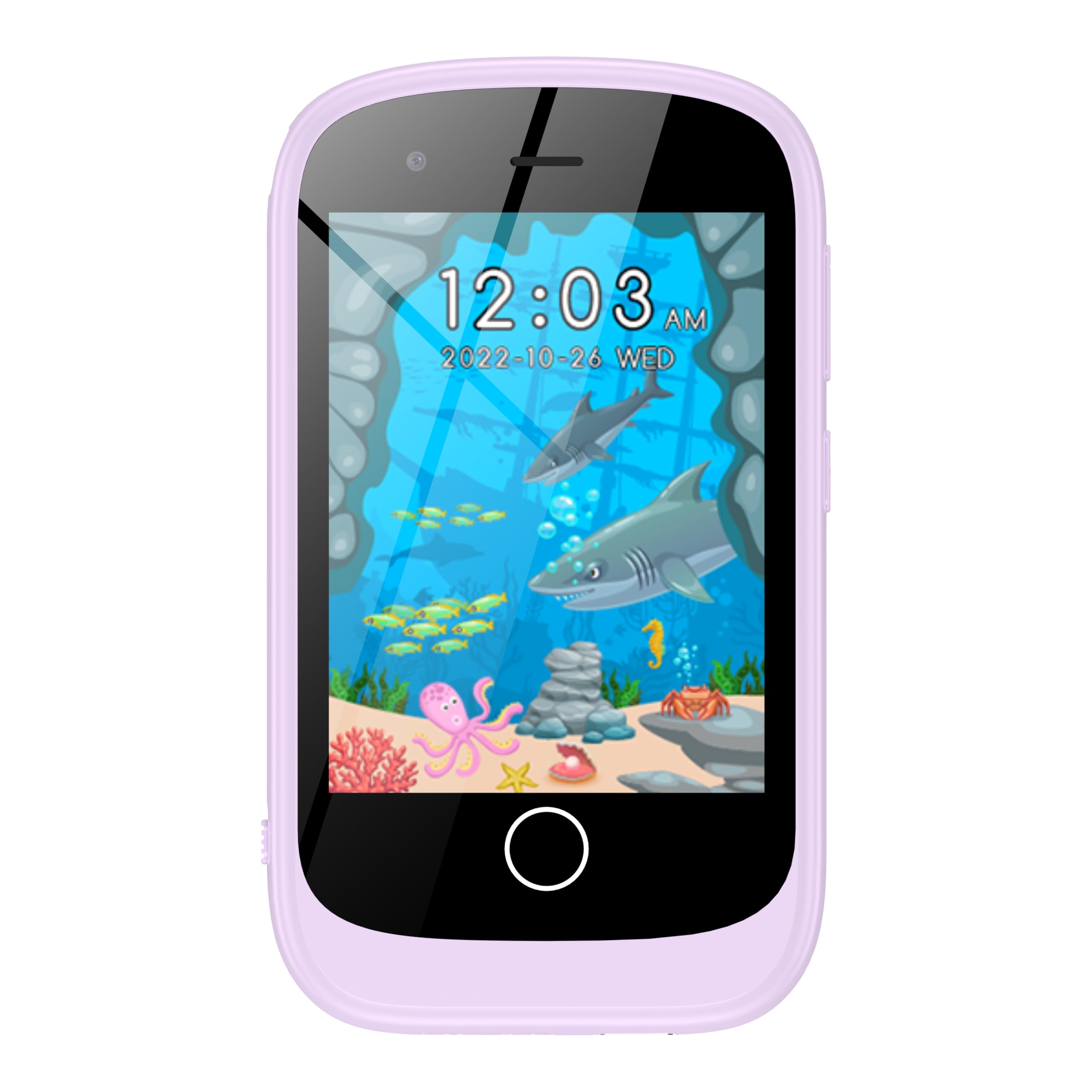 Telephone Portable pour Enfant, Smartphone pour Enfant Jouets avec Appel SOS Musique Musique Livre Audio, Cadeau pour 4-10 Ans, Violet