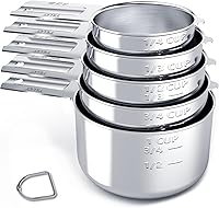 TILUCK Stainless Steel Measuring Cups Set of 5 - Stackable Rust-Proof Kitchen Gadgets for Precise Cooking & Baking