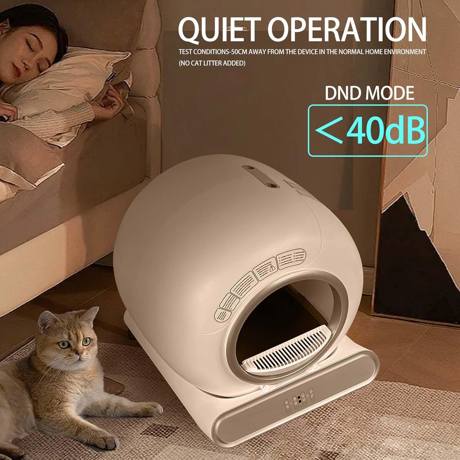 Lettiera Gatto Autopulente, Lettiera Automatica per Gatti, Capacità 65 Litri + 9 Litri, Rimozione Efficiente Degli Odori Sgradevoli, Controllo app, Lettiera Gatto Automatica Più Gatti