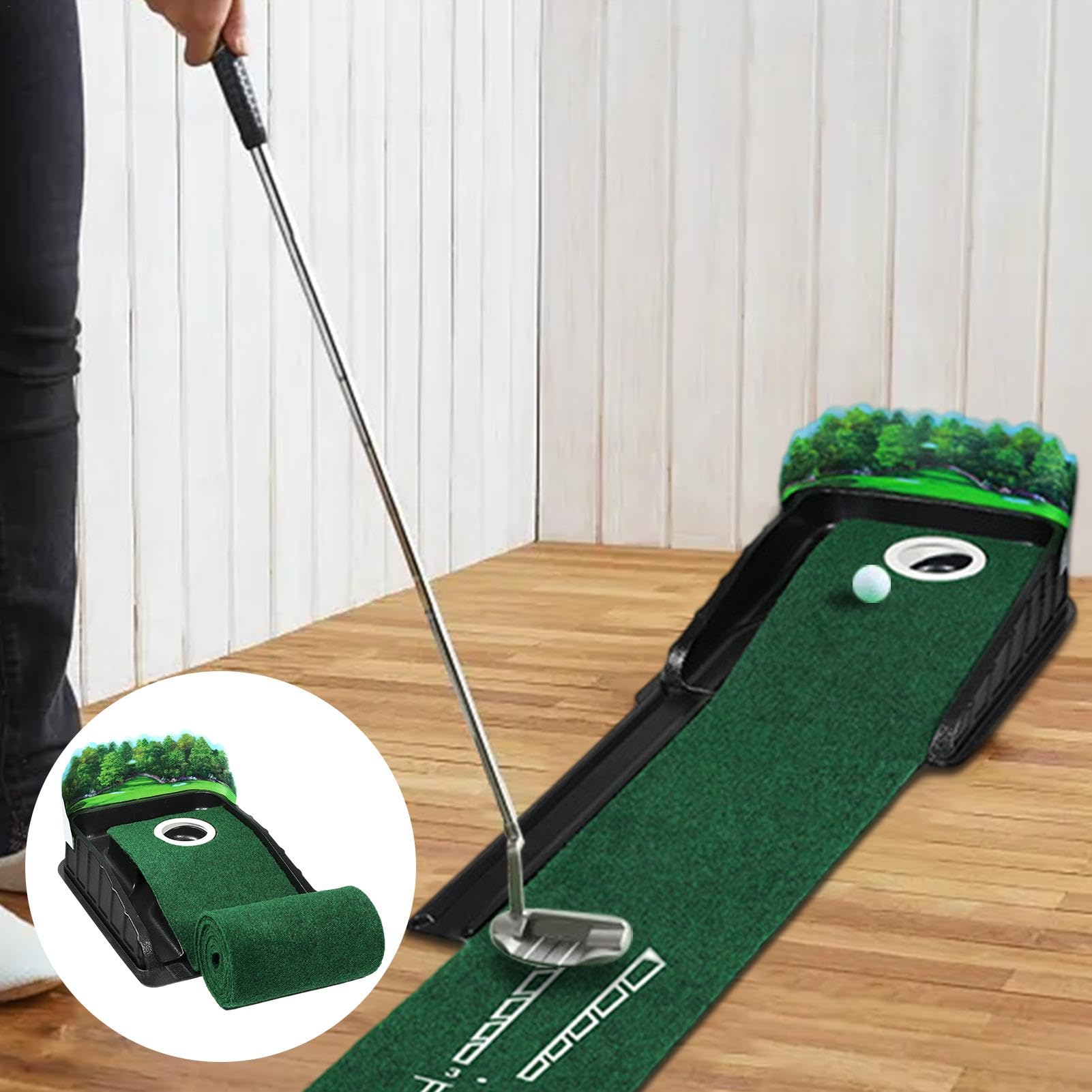 Golf-Putting-Übungsmatte | Indoor-Outdoor-Trainingswerkzeuge | Tragbares Putting-Übungswerkzeug | Tragbarer Putting-Trainer für Spiele, Übungen, wie gesehen, Verwendung im Freien oder drinnen, Spiegel