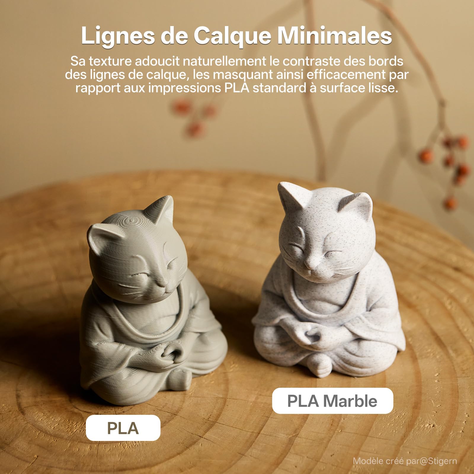 ANYCUBIC Filament PLA Marbre, Filament 3D de 1,75 mm, Lignes de Couches Minimales, Identification Intelligente, Enroulé de Manière Ordonnée, Effet Marbre, Marbre Blanc, 1kg