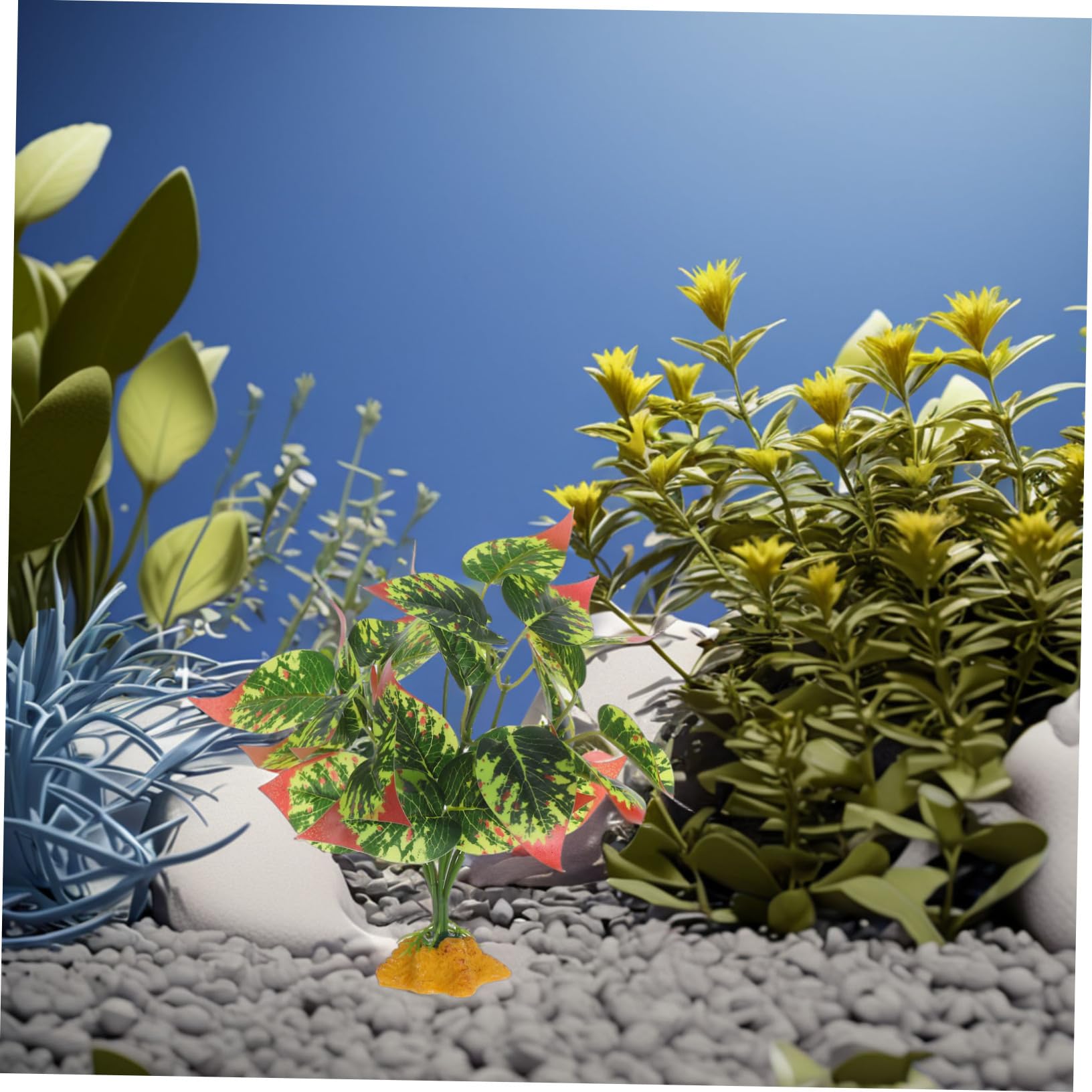 HAPINARY Artificial Plastic Plants Reptile Habitat Decor Fake Aquarium Grass Lifelike Bearded Dragon Tank Accessories