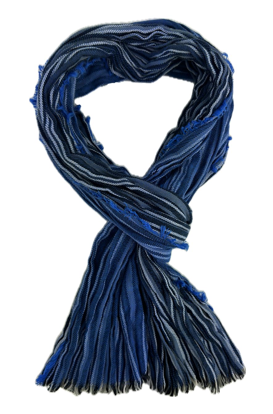 Rotfuchs Sciarpa estiva da uomo, unisex, in cotone e poliestere, motivo a forma di gallina, blu notte, bianco naturale, blu notte bianco naturale, 175 x 15 cm (L x B