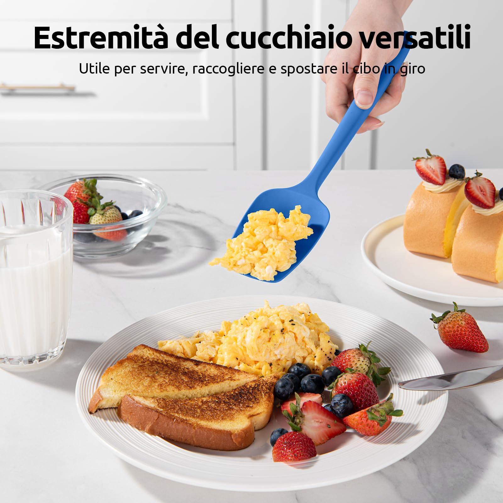 Cucchiaio Spatola Silicone Set 3: U-Taste 315℃ Resistenza al Calore Leccapentola in Gomma Flessibile senza BPA, per Cucinare Raschiare Mescolare, Utensili da Cucina (Multicolore)