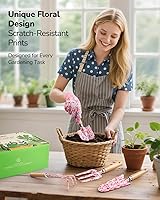 Vista 5 de Gardening Tools, 10-Piece Gardening Gift Set for Women, Rust-Proof & Heavy-Duty Tools with Floral Organizer Bag, Fashionable & Thoughtful Gift for