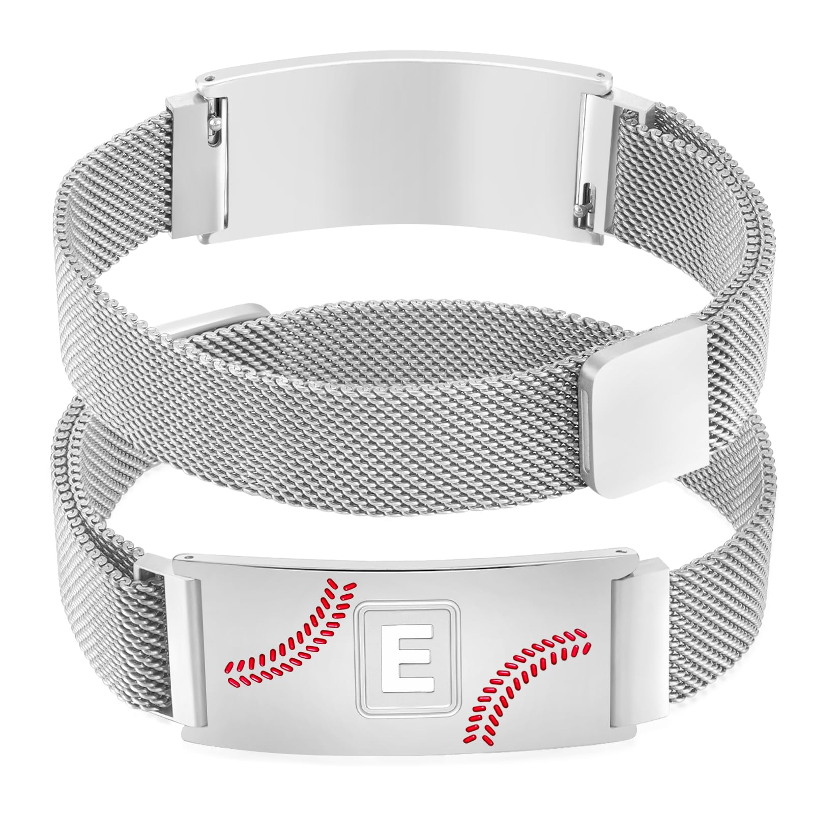 Valentines Day Gifts for Him - Baseball Initial Bracelet Stainless Steel A-Z Letter Charm Bracelets Adjustable Wristbands Baseball Gifts Idea for Men