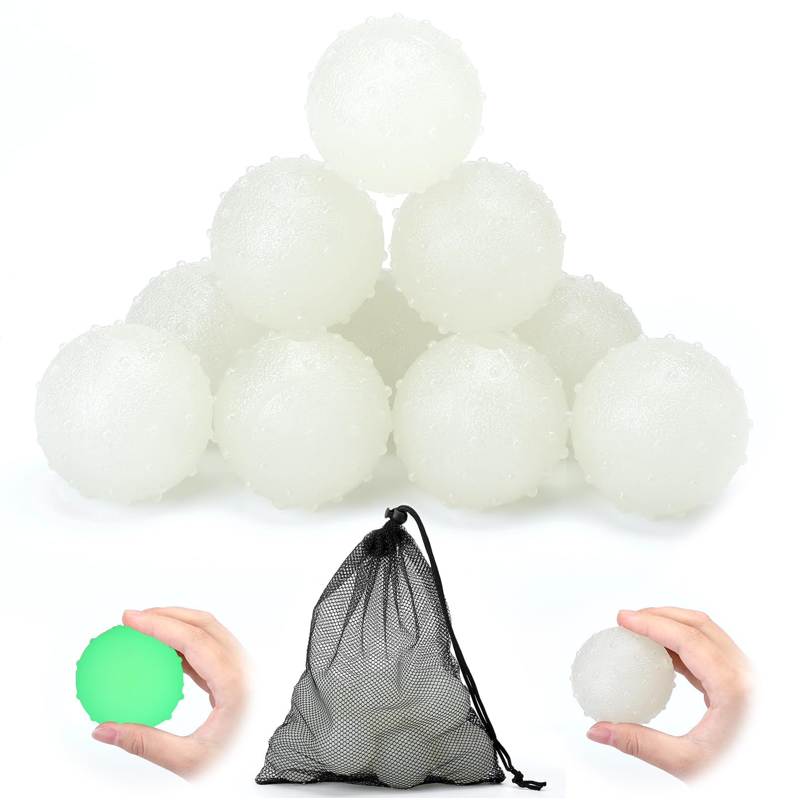 Liliful 10 Pcs Glow in The Dark Dog Toys 2 4 Inch Dog Balls Rubber Glowing Fetch Ball