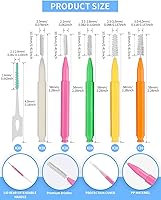 Vista 2 de Juego de cepillos suaves de ortodoncia, 70 cepillos interdentales, 50 púas de dientes para limpieza oral de dientes, con 20 palillos de dientes