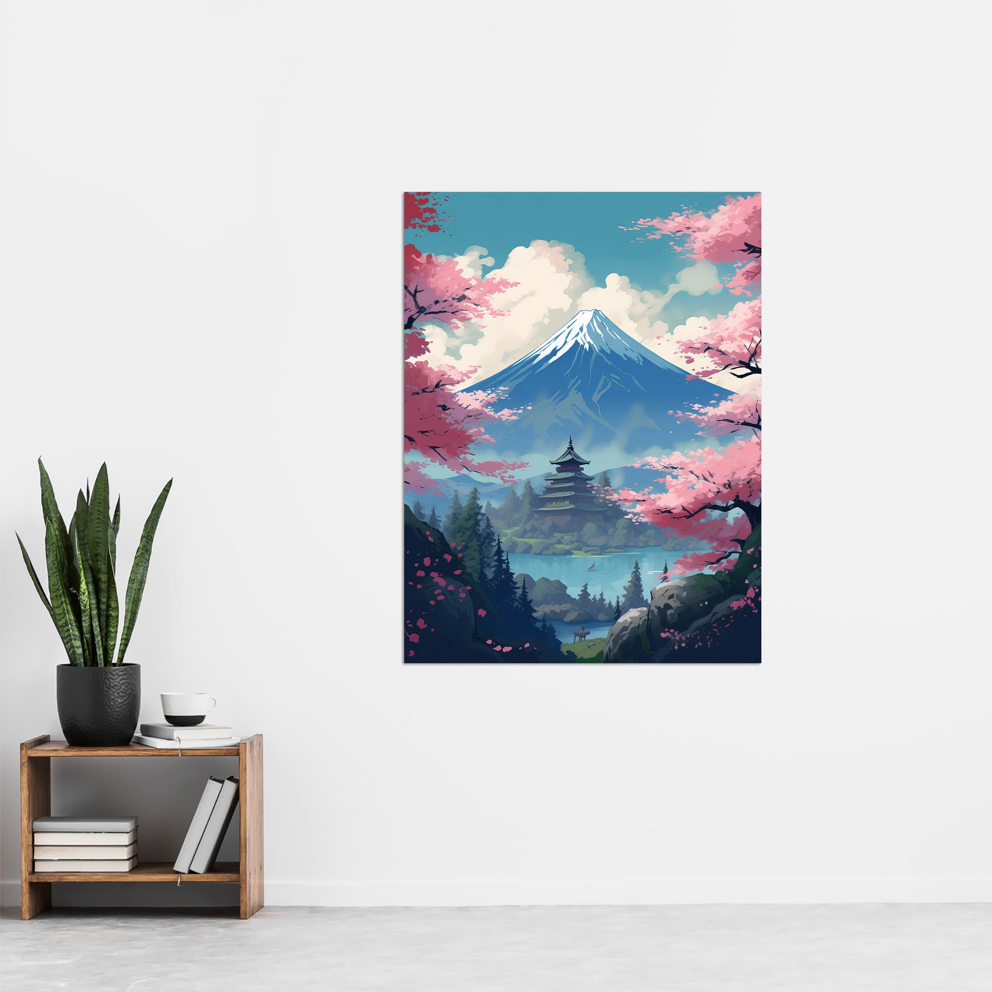 Amazon.com: Artery8 Japanese Temple on Mount Fuji Lake Painting