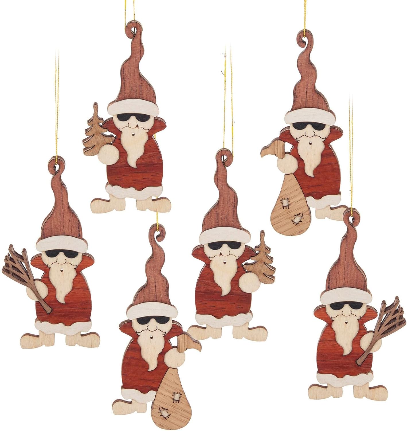 Hanging Santa Claus Set of 6, Christmas Decorations Indoor