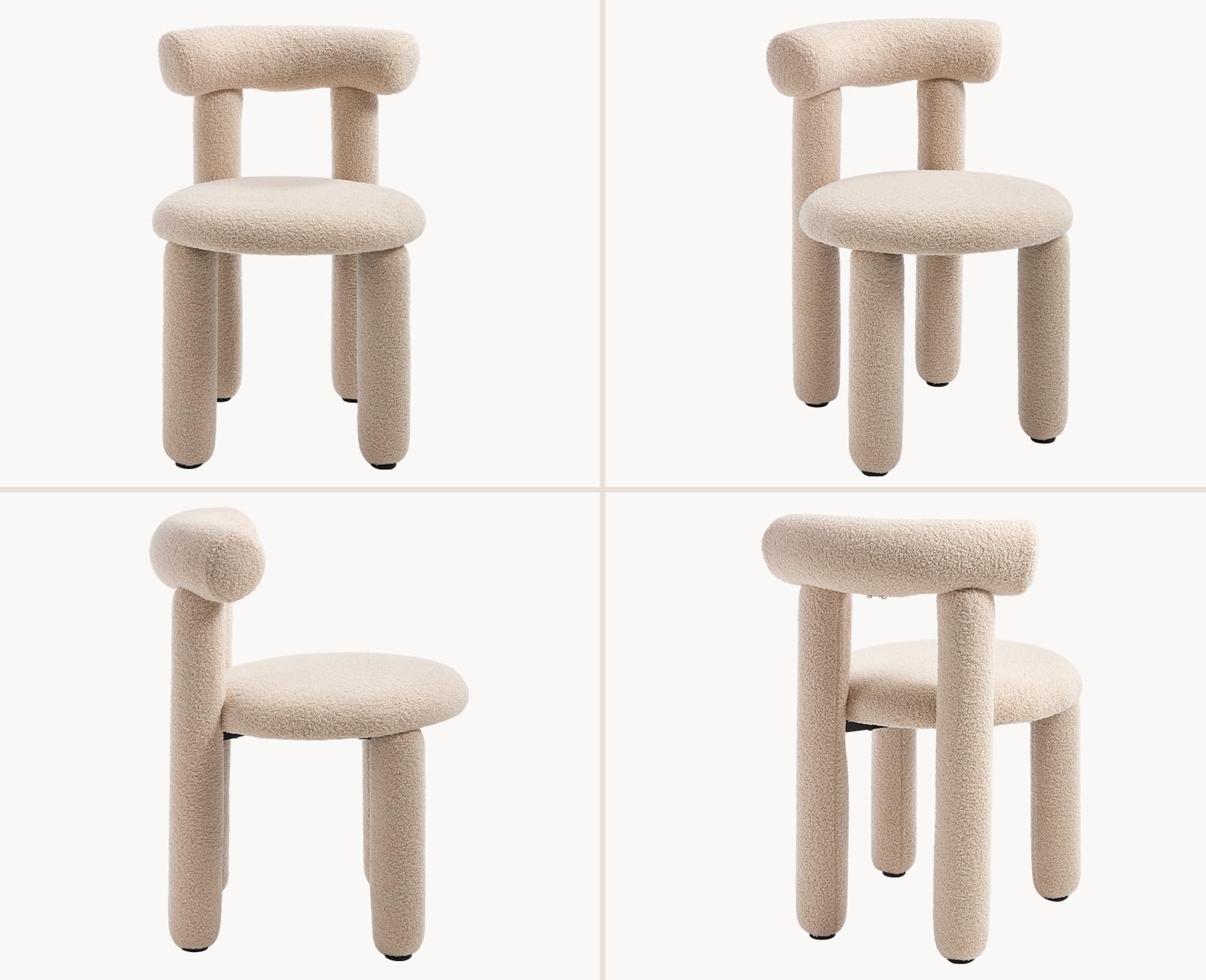chairus Set di 2 Sedie da Pranzo in Pelliccia Sintetica, Cachi | Sedia Cucina Senza Braccioli Sedia Moderna Design con Gamba Avvolta in Tessuto per Cucina/Soggiorno/Sala da Pranzo