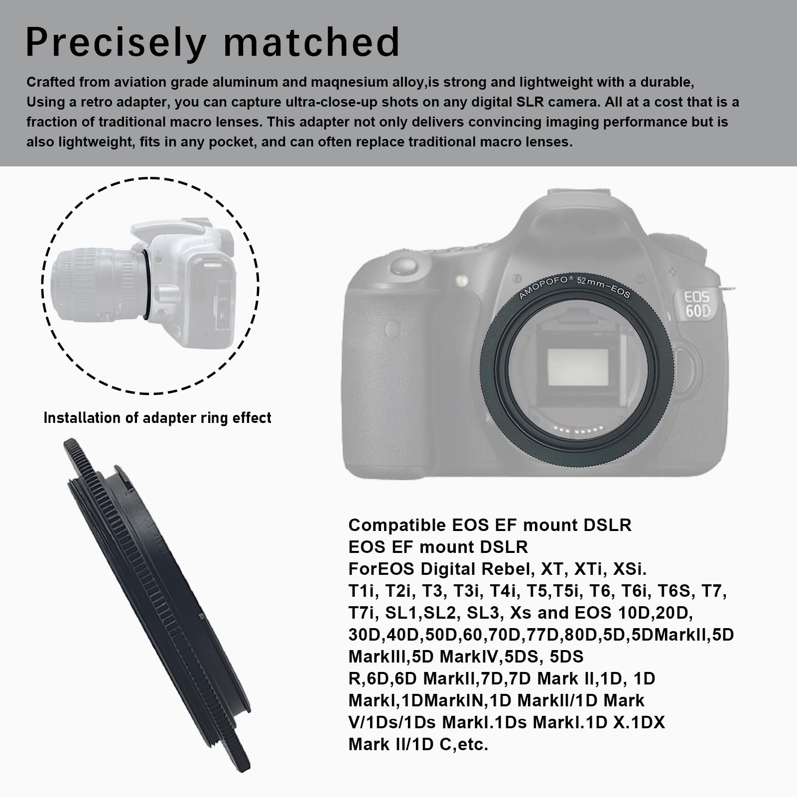 Adapter Canon Rebel T6 Macro Lens Canon Rebel T6 Fotodiox 58mm