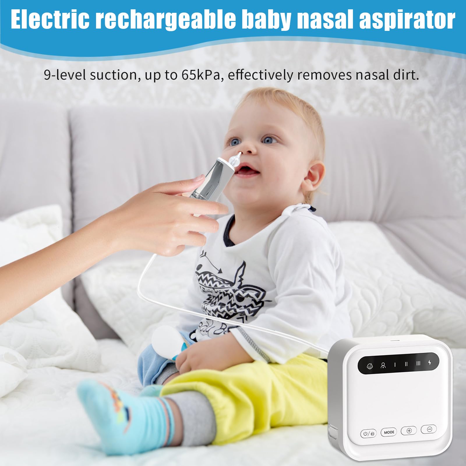 Succión nasal eléctrica para bebé, 9 niveles de succión nasal para bebé, limpiador de nariz automático recargable para bebés recién nacidos