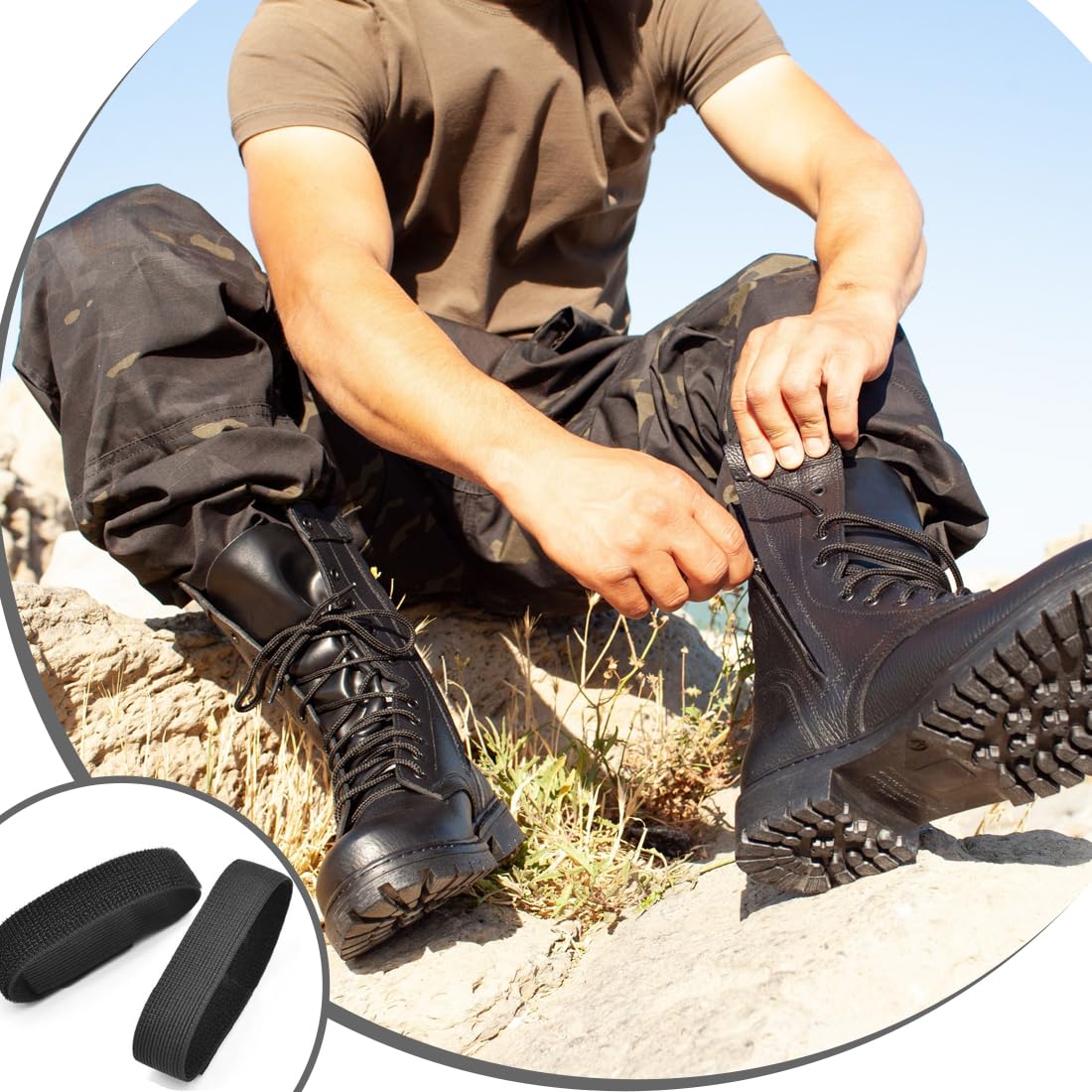 3 Pares de Blusas Negras de Goma para Tobillo y Pantalones con Cierre para Botas Militares, Anda de Goma, Protector de Pantalón, Conjunto de Cintas, para Senderismo, Ciclismo, Uniformes Militares