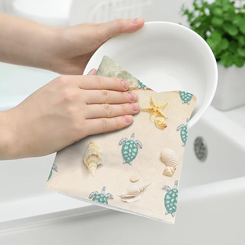 Miniatura 3 de Juego de 2 toallas de cocina decorativas de tortugas marinas, suaves y absorbentes, toallas de mano para cocina, granja, vacaciones, decoración del