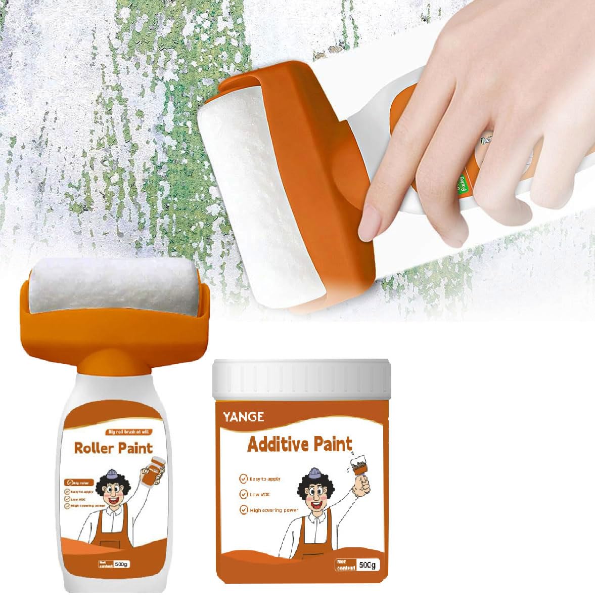 LBOYLOVE® 2 Pcs Roller Wall Repair Brush,Wall Repair Paint Roller Brush, DIY Decoration Wall Latex Paint Plaster Roller Wall Repair Paste Roller Latex Paint Odorless Wall Repair Roller (500g x2)