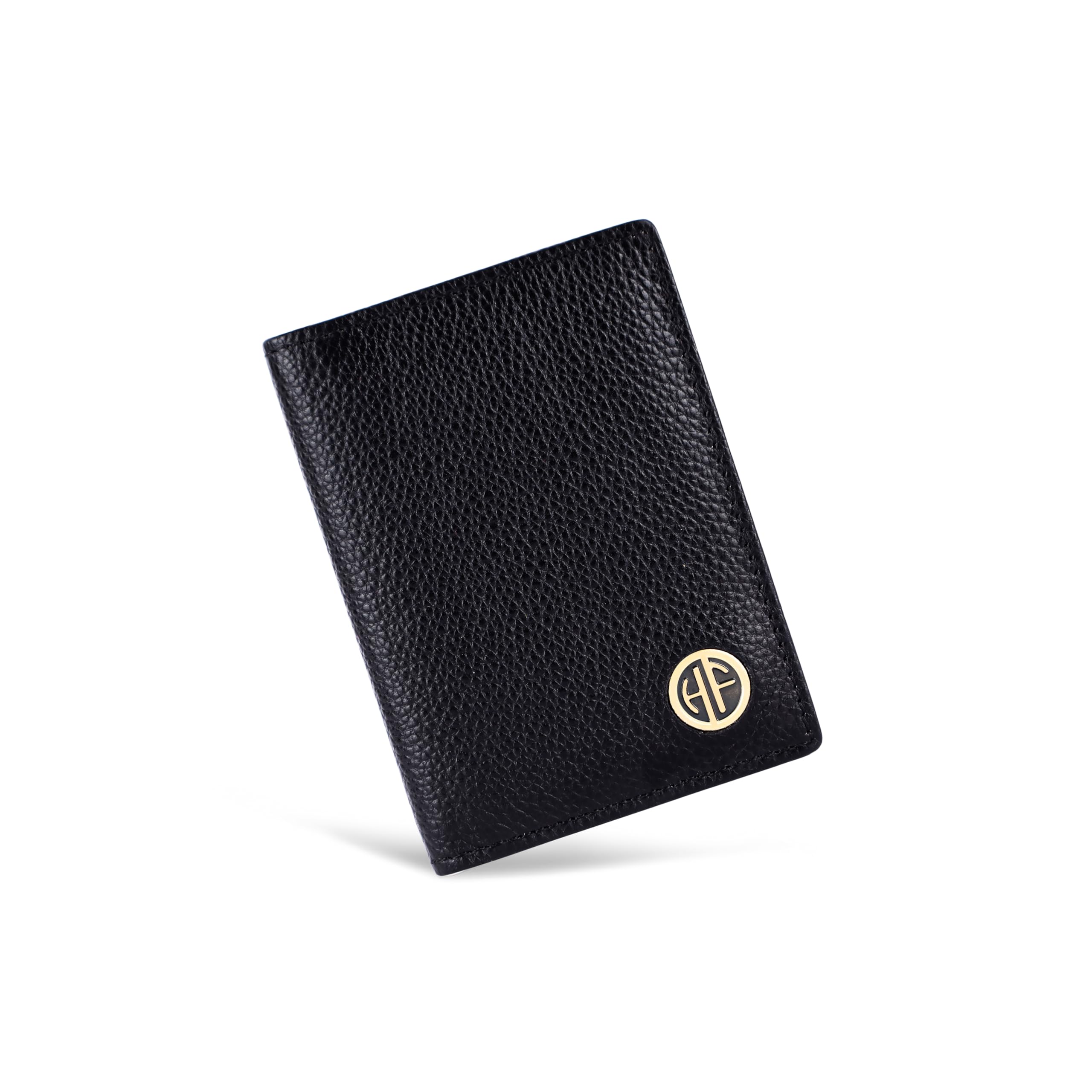 HAMMONDS FLYCATCHER Genuine Leather Card Holder Wallet for Man & Women, RFID Protected ATM/Credit Card Holder Wallet for Men with 6 Slots, Gift for Men, Father, Husband, Boyfriend - Black