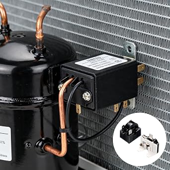 3 Pin PTC Refrigerator Starter Relay with 4.7 Ohm Overload Protector, Compatible for 1/2HP Fridges and Beverage Freezers.