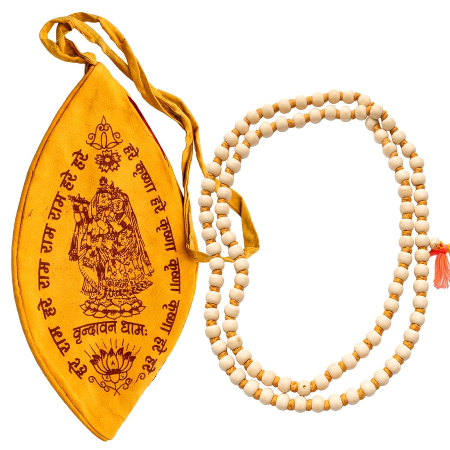 Tulsi Mala Original with Gomukhi Japa Mala Bag | Tulsi Mala 108 Beads Original | Tulsi Japa Mala 108 Beads with Bag-image-0