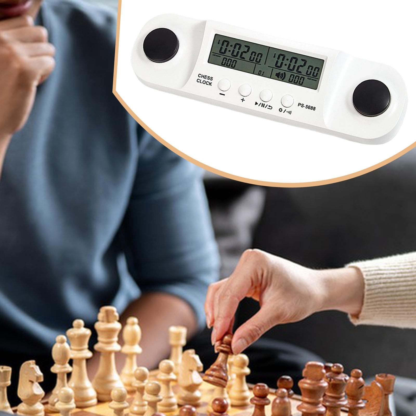 Orologio Scacchi Digitale Timer Portatile Professionale Sveglia Doppio Lato Accessorio Gioco Funzione Memoria Materiale PP Adatto per Competizioni Par, Bianco