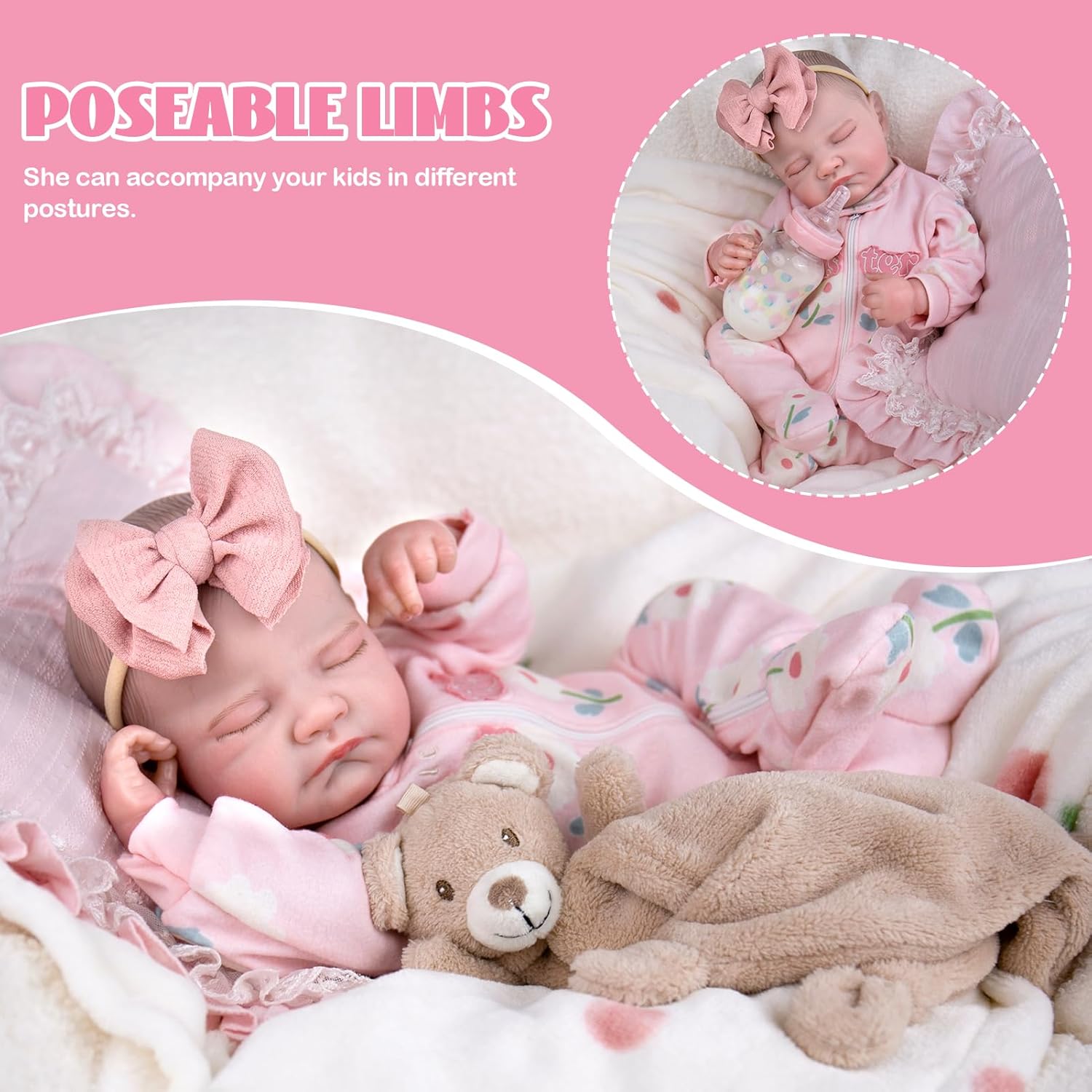 UOFTKIZ Realistic Reborn Baby Dolls - 20" Lifelike Baby Girl Dolls, Sleeping Doll with Cloth Body, Gift for Kids 3+, Grandma, New-Parents, Collectors